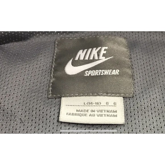 Nike Sportswear Zip Jacket Track Mesh Gray White Stripe Large L 14 16 - Picture 7 of 14